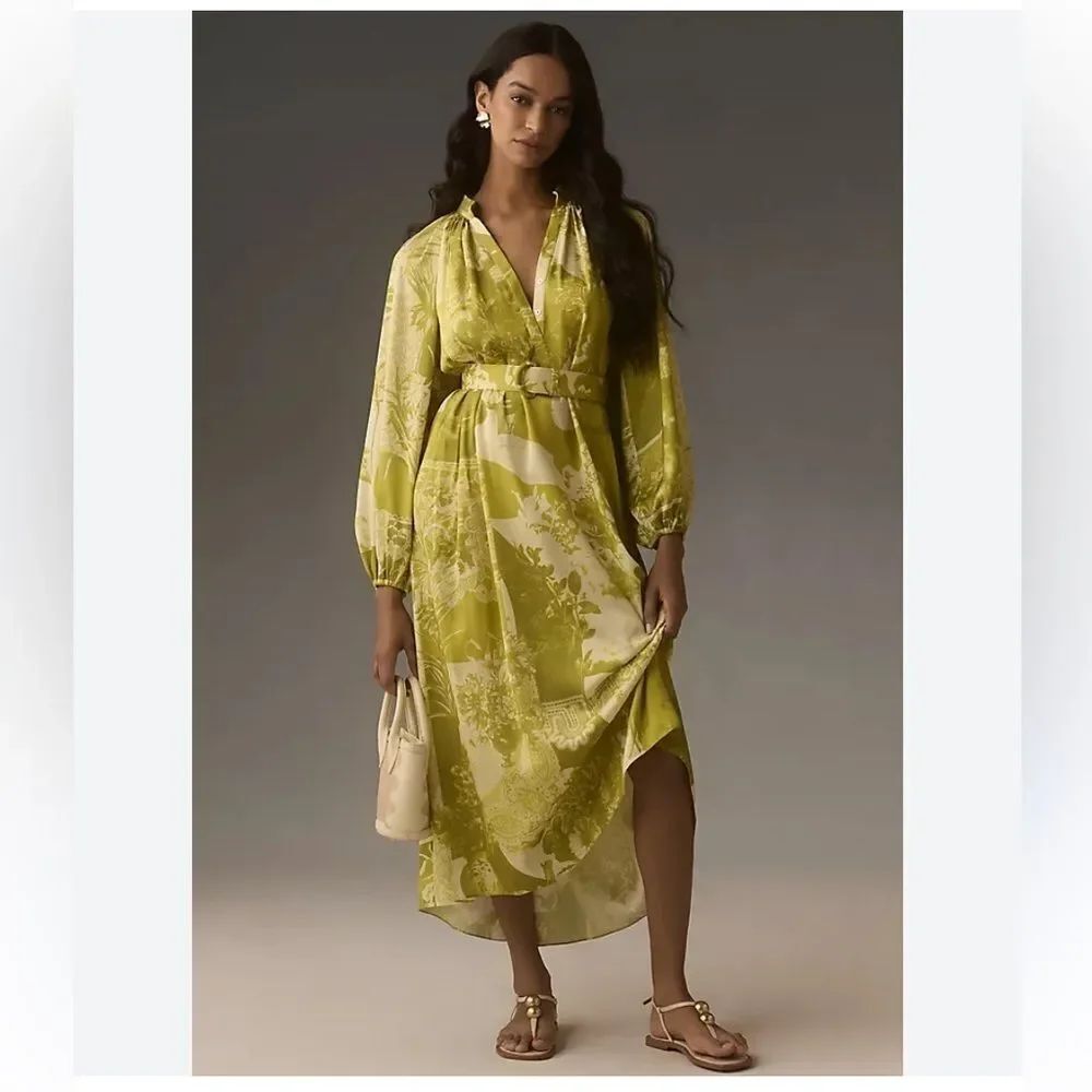 Chic Green Long Sleeve Dress Pankaj & Nidhi Long-Sleeve
Belted Maxi Dress